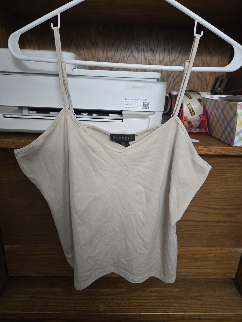 Express Beige Spaghetti Strap Cold-Shoulder Camisole